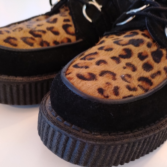 Vintage TUK Y2K Animal Print Creepers Platform Lace-Ups SZ 6 - Picture 5 of 16